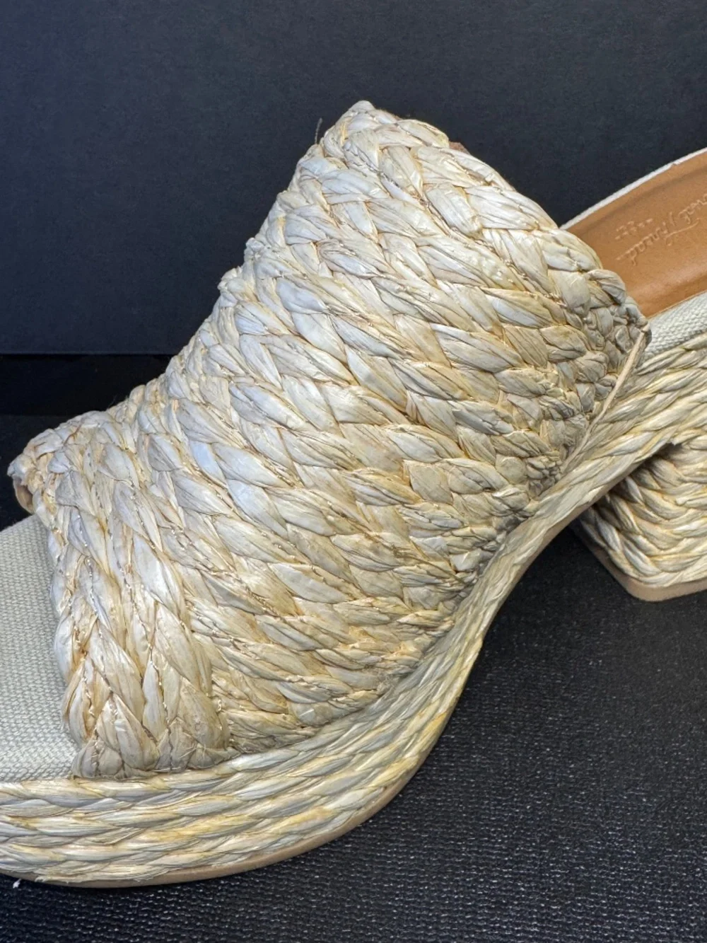 Raffia Platform Mule Heels Size 6 Woven Straw Slide Sandals